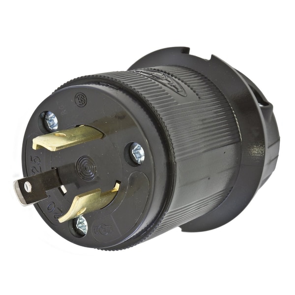 Locking Plug, L5-20P, 20 A, 125V AC, Single Phase, 2 Pole, Screw Terminals, Black
